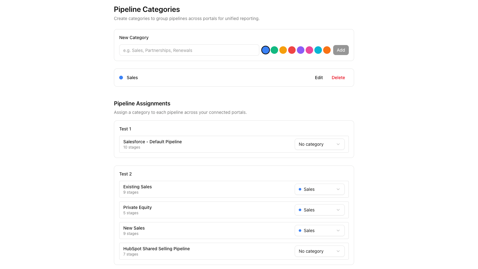 Pipeline categories